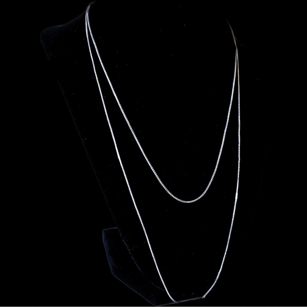 Stackable sterling silver dainty box chain necklace jewelry set, 925 Italy